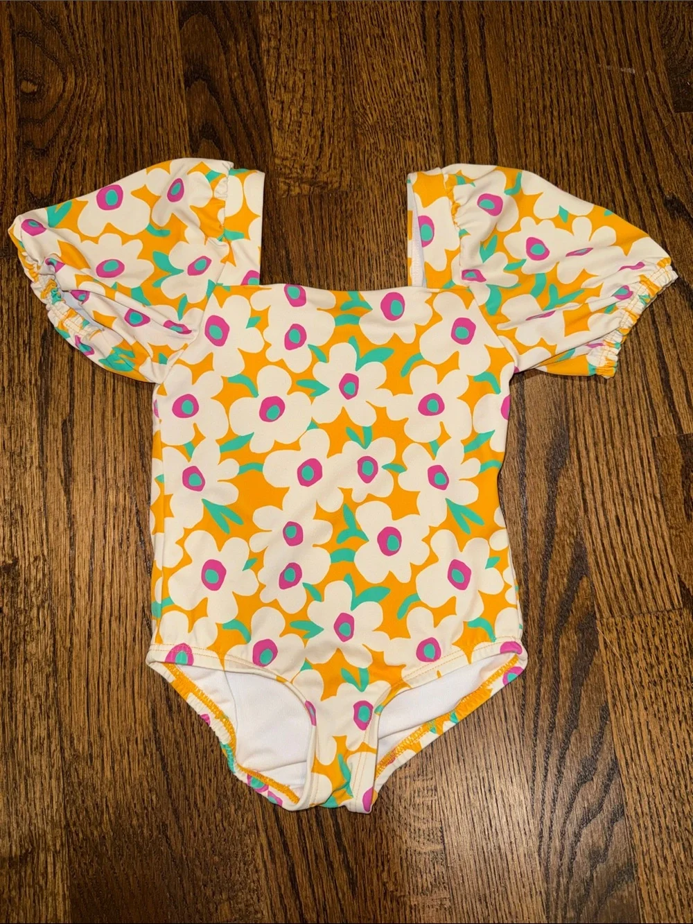 Hannah Andersson Yellow & Pink Poppy One Piece Swimsuit 3T